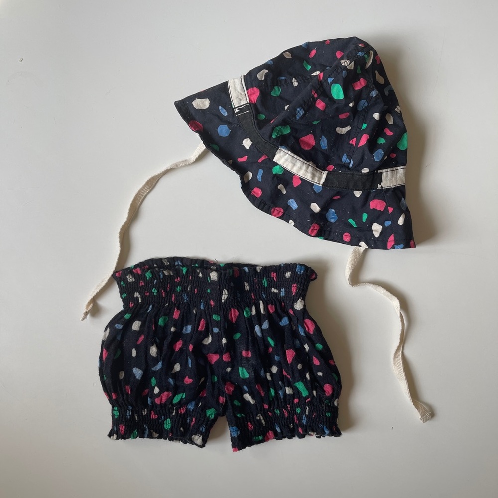 Noé and Zoé baby sun hat and matching shorts 0-3 months